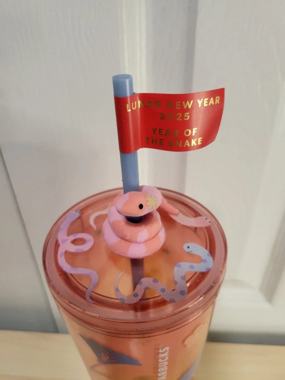 STARBUCKS 2025 Lunar New Year Snake 24oz Pastel Pink Venti Cold Cup Tumbler NWT
